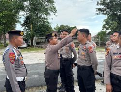 Jaga Kedisiplinan, Personel Ditsamapta Polda Kalteng Gelar Pengecekan Sikap Tampang Dan Gampol.